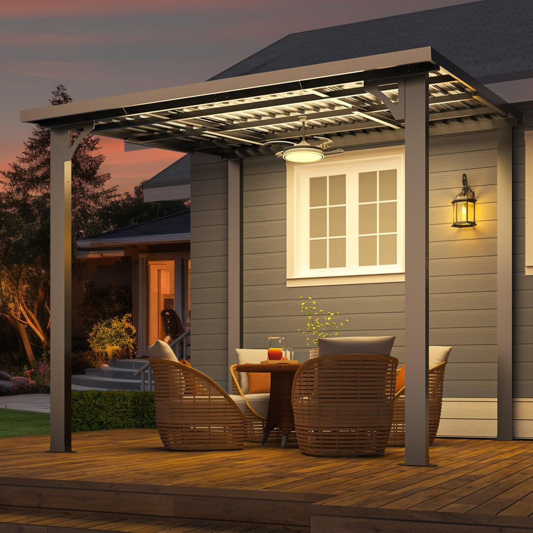 Blue Elephant Hardtop Gazebo With Galvanized Steel Sloping Roof Stainless Steel 8' W x 8' D