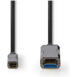 Nedis optische USB-Kabel (aktiv) USB-CT Stecker HDMIT Stecker 18 Gbps 30.0 m rund PVC Schwarz Karto (30 m), Videokabel, Schwarz