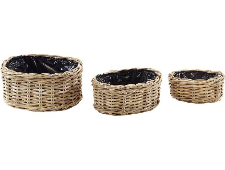 Übertopf LOCKER Pflanzkorb , grau, B:24cm H:10cm T:17cm, Rattan, Pflanzgefäße, Übertopf