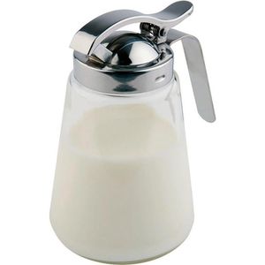 APS Milchkännchen 00765, 300 ml, aus Glas, transparent / silber, mit Deckel
