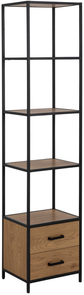 Mercury Mantz 185 cm H x 42 cm W Etagere Bookcase Black;Oak 185cm H X 42cm W X 35cm D