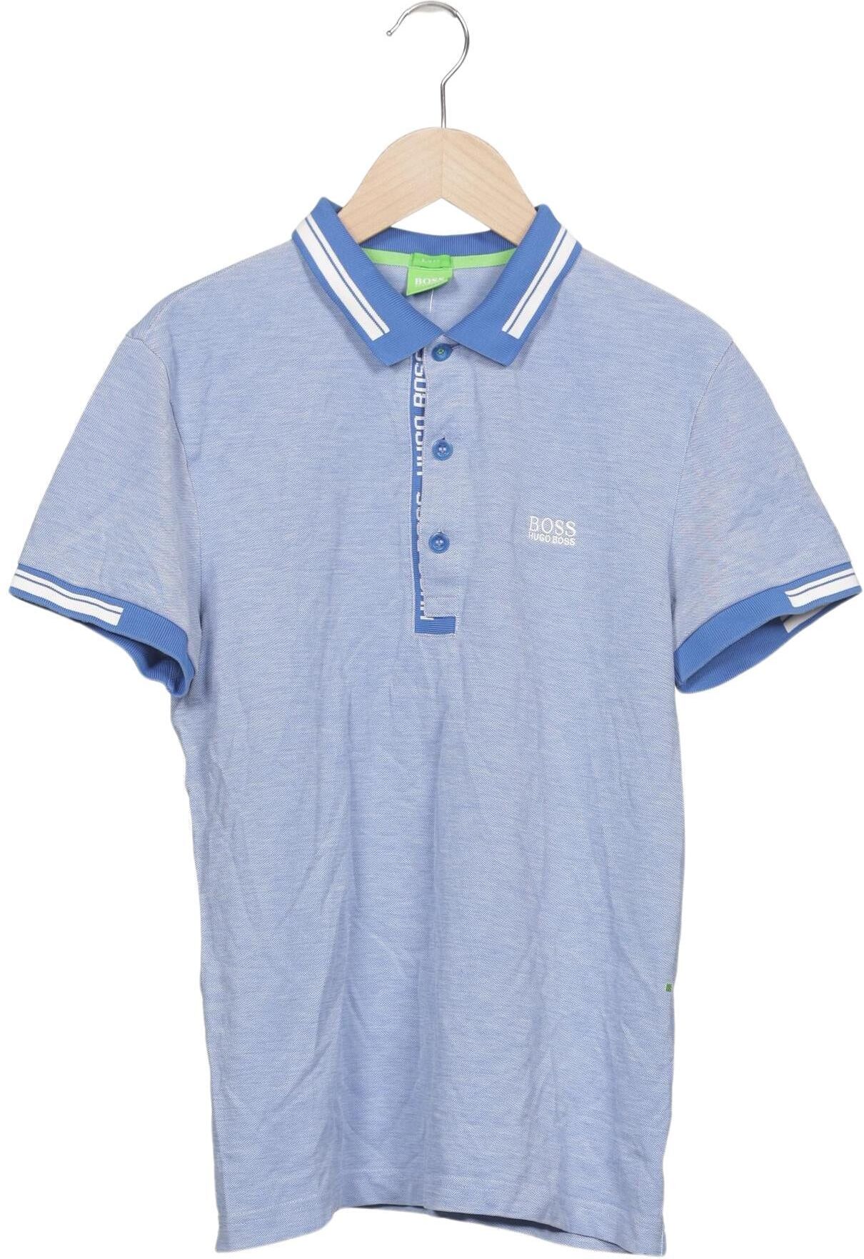 Boss Green Herren Poloshirt, Hellblau, Gr. M, Baumwolle - Second Hand