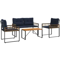 vidaXL Gartenmöbel Set mit Kissen 4 pcs Marineblau
