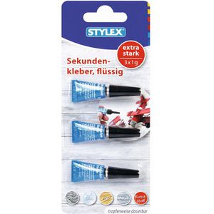 Stylex Sekundenkleber 31047, flüssig, extra stark, 3x 1g
