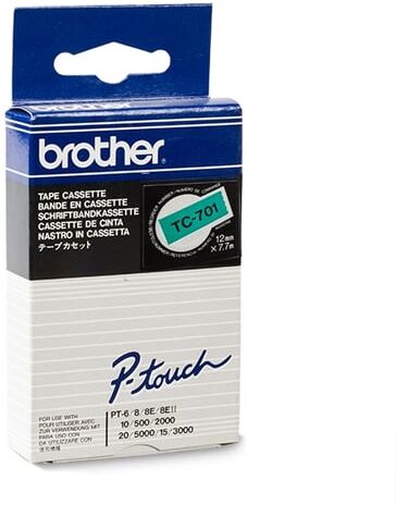 Brother TC-701 fita preto sobre verde 12mm x 7,7m