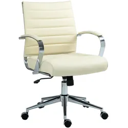 CLP Bürostuhl Oakland Echtleder   Farbe: creme, Material: Echtleder