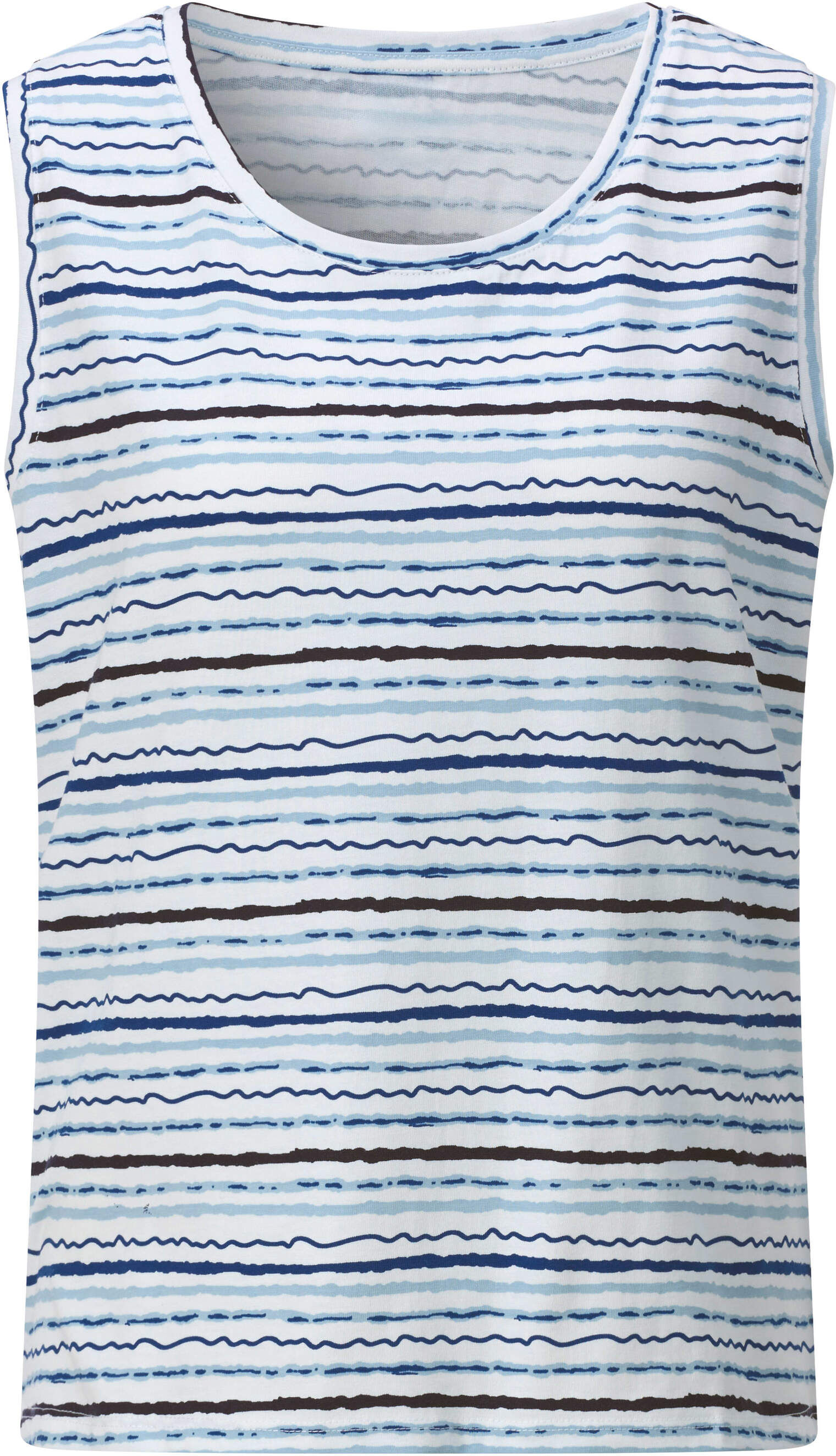 Shirttop WITT "Shirttop Shirttop paspelierte Abschlüsse", Damen, Gr. 50, weiß, marine, bedruckt, Jersey, , Basic, Rundhals, Tops Shirttop