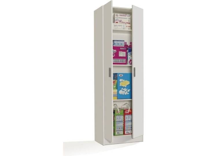 Armoire rangement 2 portes blanc brillant - KENDRA - Contemporain - Design - Chambre - Adulte