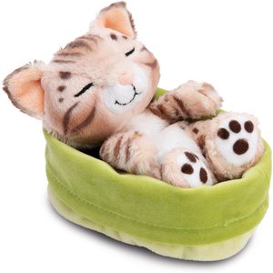 NICI Kuscheltier Sleeping Pets 49747, Katze im hellgrünen Körbchen, ab 0 Jahre, 12 cm