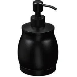 Relaxdays 2x Seifenspender Edelstahl 390ml schwarz Schwarz