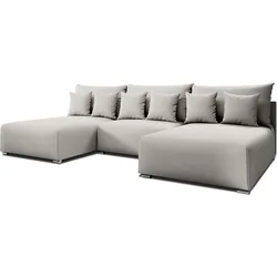 WOHNLANDSCHAFT Ederra U Hellgrau Stoff 300/190/91 cm – großes Sofa mit Schlaffunktion