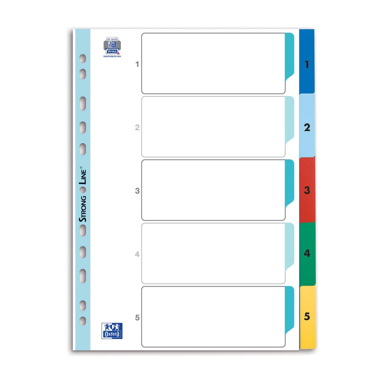 OXFORD Ordnerregister Vollformat 1-5 farbig 5-teilig, 1 Satz
