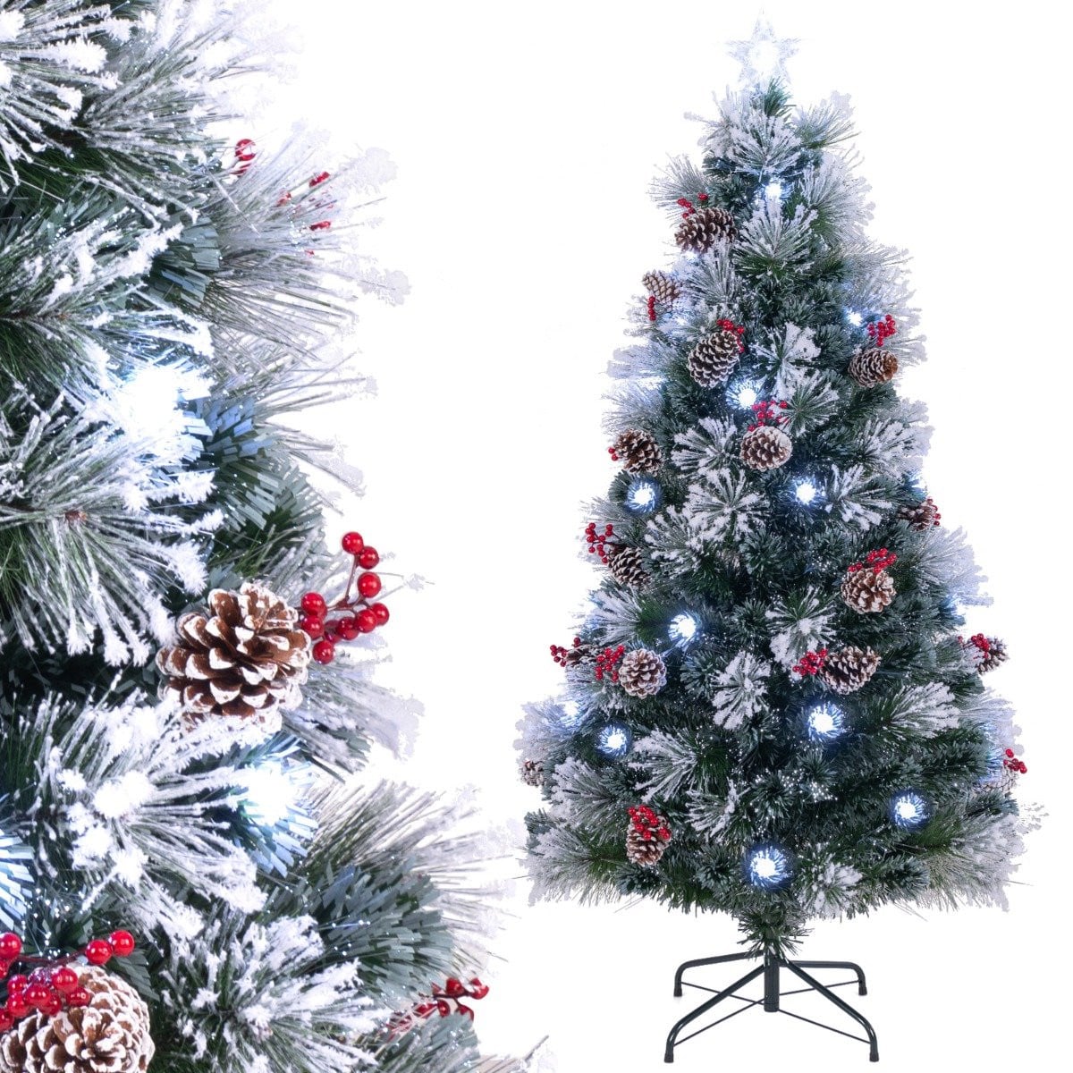 SureDeal® Kerstboom met LED-verlichting - Groen en wit