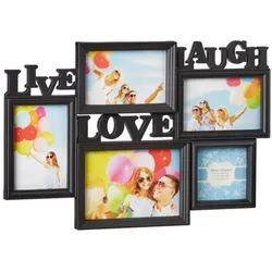Relaxdays 4 x Bilderrahmen Live Love Laugh schwarz Schwarz