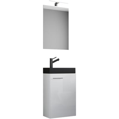 Waschtisch VCM "3tlg Waschtisch Slito SP Toilette schmal Schwarz", weiß, B:41cm T:22cm, Waschtische, Waschtisch