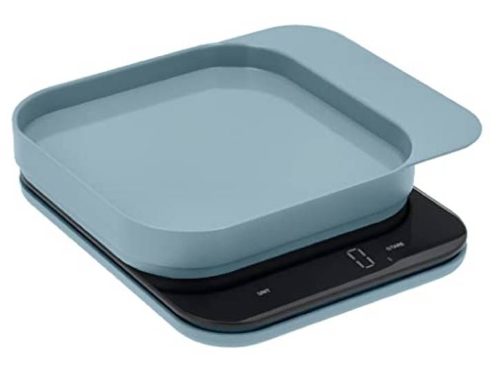 Rosti Mensura Balance de Cuisine - Pèse Aliment - Avec Bol et Fonction Tare - 16\,5 x 20\,3 x 3\,5 cm\, Bleu Pastel