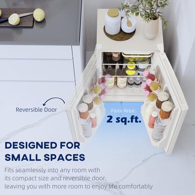 HOMCOM 2.5 Cu.Ft Mini Fridge with Freezer, Single Door Small Refrigerator with Adjustable Thermostat Energy-efficient, White