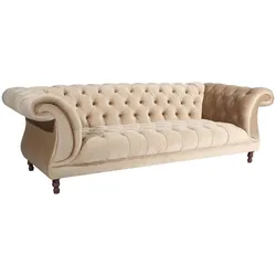 CHESTERFIELD Sofa 3-Sitzer Kaylin Samtvelours sand