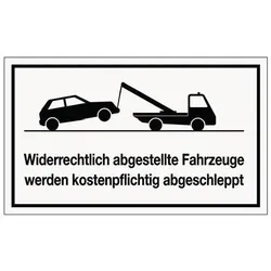 Hinweiszeichen Widerrechtliches Parken L250xB150mm weiß schwarz Ku.