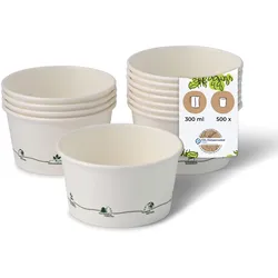 BIOZOYG 500 Stück Einwegbecher 300ml / 12oz weiße Speisebecher Pappbecher Einweg Eisbecher Dessertbecher für Snacks umweltfreundliche Portionsbecher