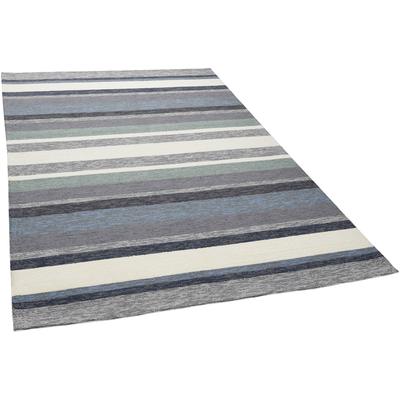 Teppich GINO FALCONE "Rosetta-Stripes" Gr. 2, blau, B:70cm H:20mm L:140cm, Kunstfaser, Teppiche, Teppich, In- und Outdoor geeignet, Wohnzimmer