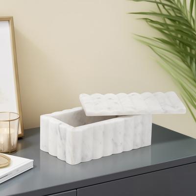 Sagebrook Home "Decorative Rectangular Marble Ridged Box with Removeable Lid - 7"""