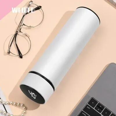 Friendly Fresh Finds Stainless Steel Thermos Bottle With LED Digital Temperature Display Intelligent Temperature Measurement Vacuum Flask white