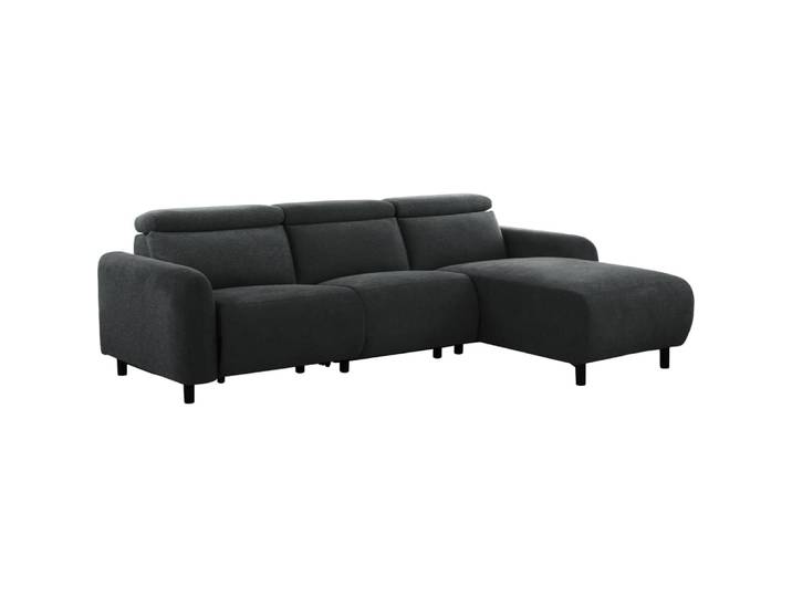 Canapé relax manuel 3 places méridienne d en tissu anthracite