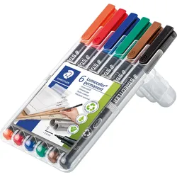 Staedtler® 313 WP6 Feinschreiber Universalstift Lumocolor® - permanent, S, 6 Farben