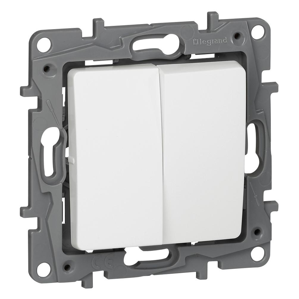 Legrand Niloe Doppelwechselschalter 664502 10AX mit Steckklemmen und Spreizkrallen (664502)