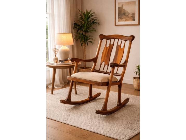 JVmoebel Esszimmerstuhl Brauner Schaukelstuhl mit Holzgestell und luxuriösem Design