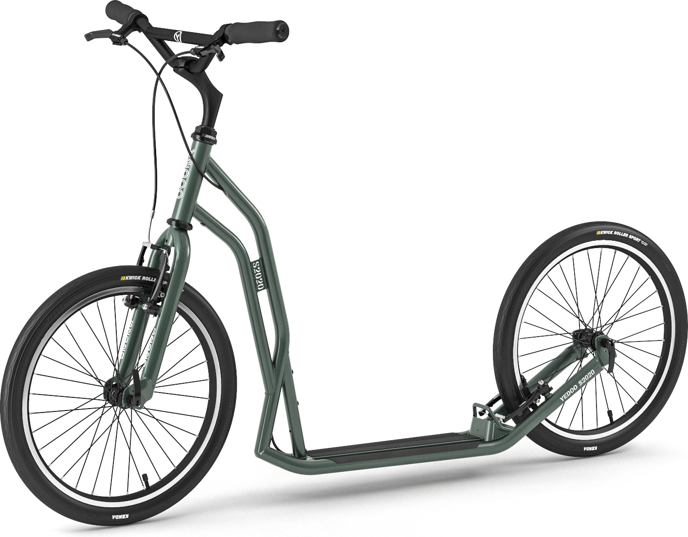 Yedoo S2020 Roller Scooter Tretroller - für Erwachsene und Teenager, bis 150 kg, mit Luftreifen 20/20 und verstellbarem Lenker Grün