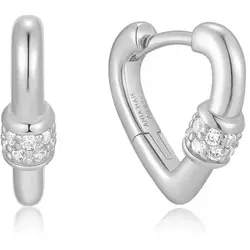 ANIA HAIE - OHRRINGE - MINI HEART CLASP HUGGIE HOOP - silber