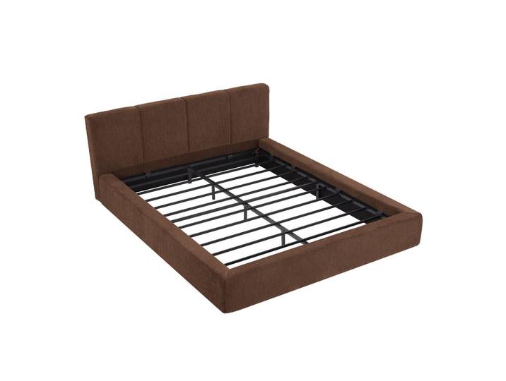 Lvhom Polsterbett 140/200, komprimiert verpackt, Chenille, Metall Bettgestell, Braun, 140x200 cm, Schlafzimmer, Betten, Polsterbetten