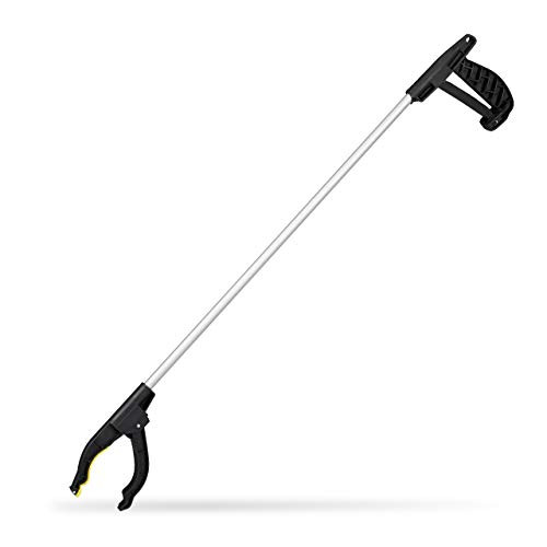 Relaxdays universele grijper voor senioren, ergonomische afvalgrijper in zilver/zwart, hoogte: 76 cm