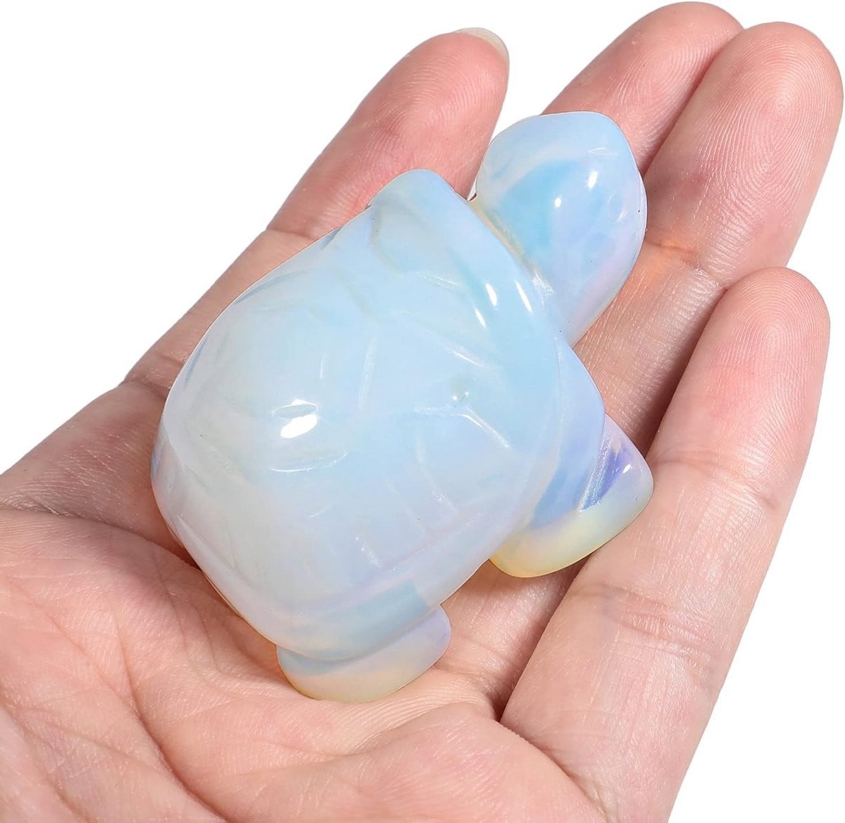 Handgesneden Kristallen Schildpad Figuur - Opaline Edelsteen Beeldje - 5 cm