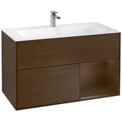 Villeroy und Boch Finion Waschtischunterschrank G040GNGN 99,6x59,1cm, Emotion, Regal rechts Walnut veneer, Walnut veneer
