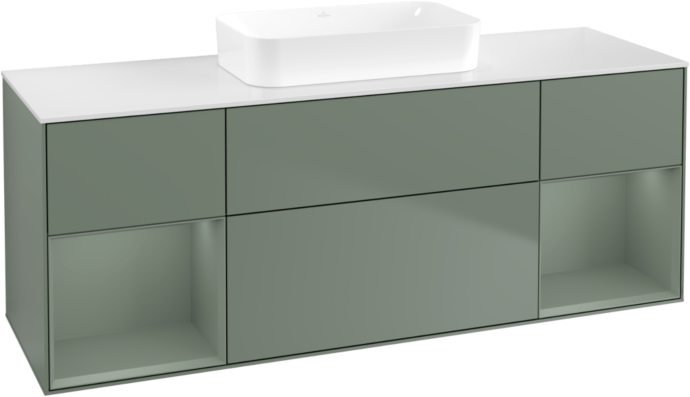 Villeroy und Boch Finion Waschtischunterschrank F741GMGM 160x60,3x50,1cm, Regale Olive matt lacquer, Olive Matt Lacquer