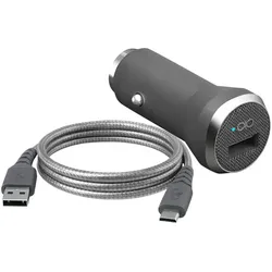 Force Power 2.4A USB-Port + Micro-USB Kabel, Auto Adapter, Grau