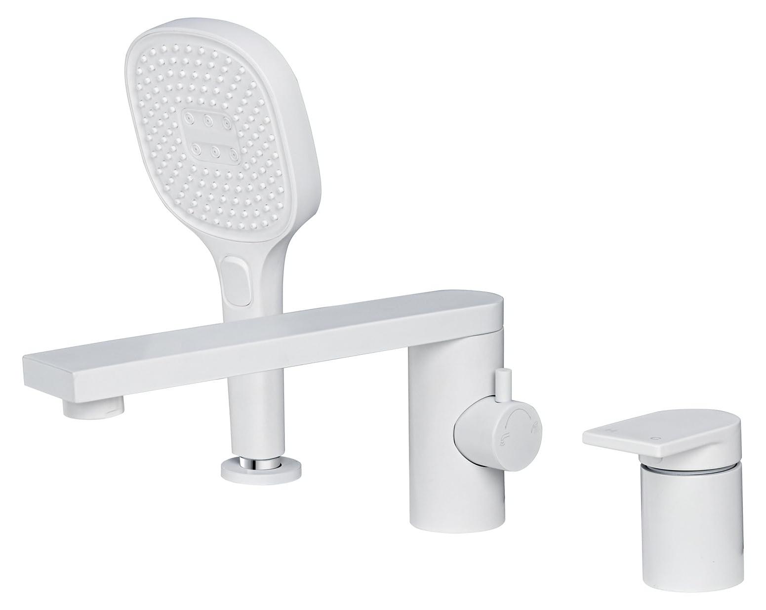 3-Loch Badewannenarmatur mit ausziehbarer Handbrause, Messing