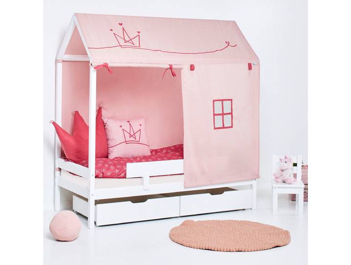 Kinderbett HOPPEKIDS ECO Comfort Bett , weiß, B:76cm, Betten, Kinderbett, Hausbett mit Dach wahlweise mit Rausfallschutz
