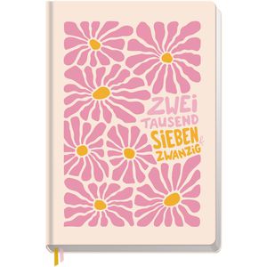 Häfft Schülerkalender Timer Pink Flowers, Schuljahr 2026/2027, A5, mit Hardcover, 1 Woche = 2 Seiten