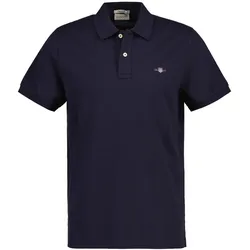 GANT Herren Poloshirt - REGULAR SHIELD, Kurzarm, Knopfleiste, Pique, Stickerei Blau / M