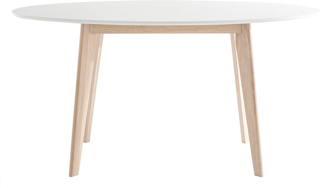 Miliboo Table scandinave ovale blanche et bois clair L150 cm LEENA