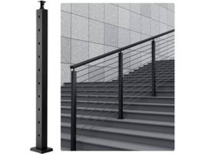 VEVOR Poteau de rampe d'escalier à câble, 91,4x5x5 cm, poteau de garde-corps à trous inclinés 30°, 10 trous pré-percés, poteau de rail acier inoxydable, support horizontal incurvé, 1JZLGZ91455HV8GHUV0