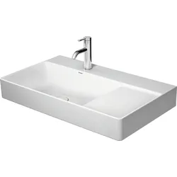 Duravit DuraSquare Waschtisch, 80x47cm, ohne Hahnloch, Becken links, ohne Überlauf, Unterseite glasiert (für verbesserte Hygiene) (für verbesserte Hygiene), 2348800070, Farbe: Weiß