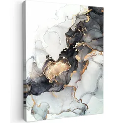 LEINWANDBILD Marmor - Schwarz - Weiß - Gold - Luxus - Abstrakt Room Decor 30x40 cm