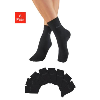 Basicsocken BENCH. "Damen Logosocken", Damen, Gr. 39-42, 8x schwarz, Baumwollmischung, elastisch, Socken, klassisch mit Baumwolle
