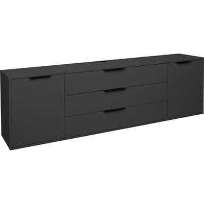 Sideboard MÄUSBACHER "Bonnie", grau (anthrazit matt lack), B:216cm H:67cm T:45cm, Sideboards, Sideboard, Modernes Sideboard