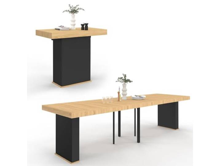 IDMarket - Ausziehbarer Konsolentisch Eden 14 Personen 300 cm Holz und Schwarz
